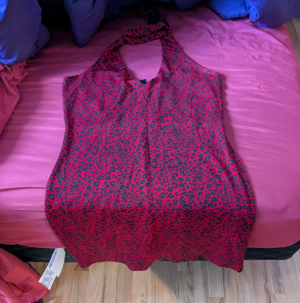Large Formula X Red Animal Print Halter Dress